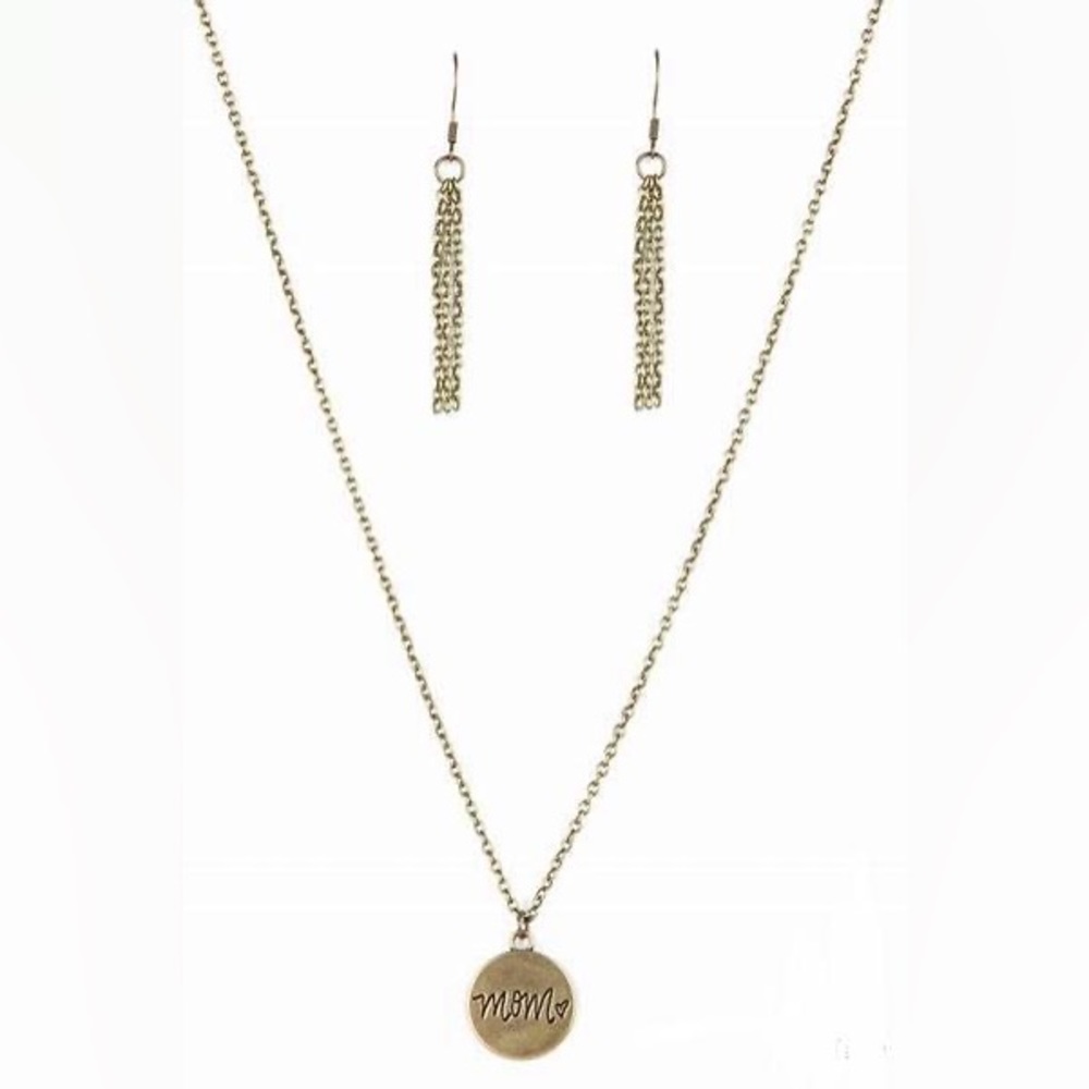 Brass dainty short “Mom” necklace*